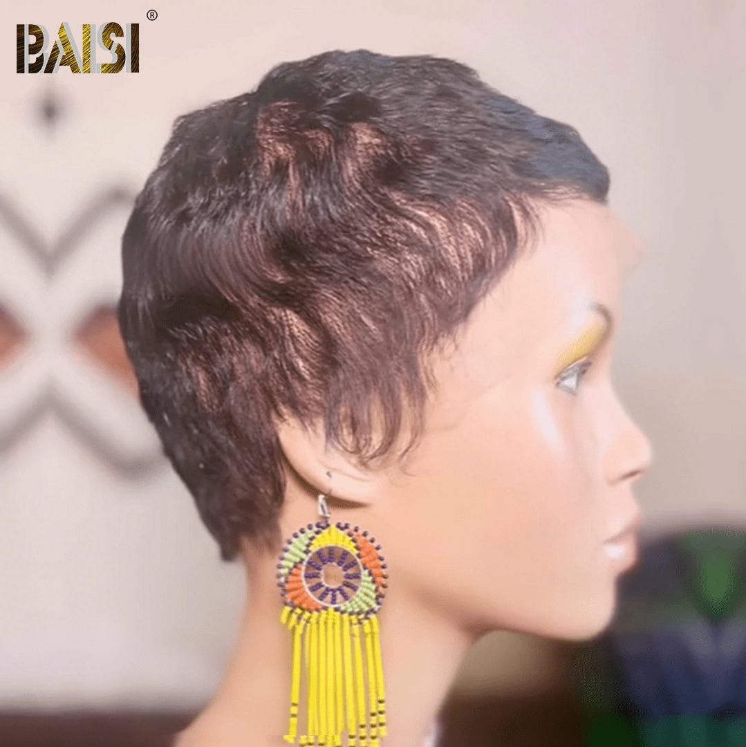 BAISI Full Lace Perfect Super Short Black Wig