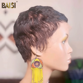 BAISI Full Lace Perfect Super Short Black Wig