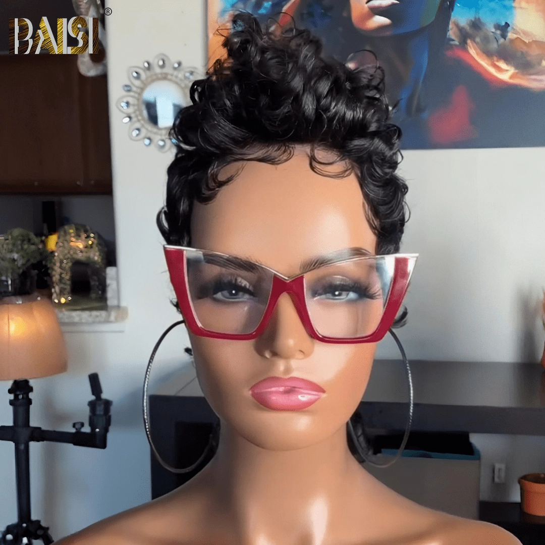 BAISI Full Lace Pixie Wavy WIth Small Tail Wig