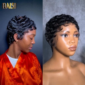 BAISI Full Lace Sexy Finger Wave Short Wig