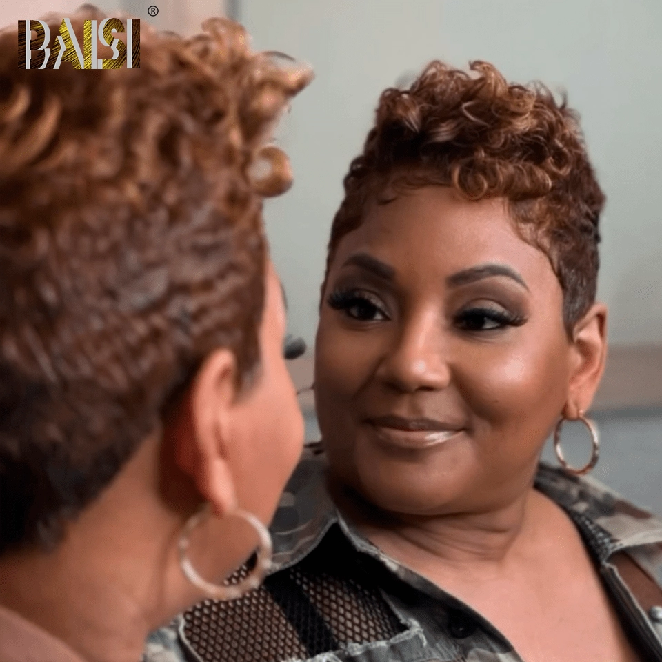 BAISI Full Lace Short Brown Wig