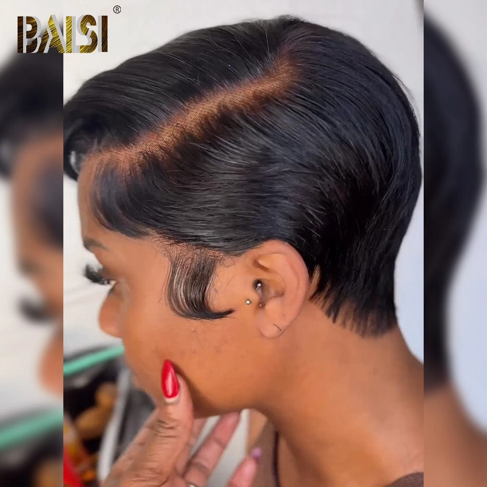 BAISI Full Lace Short Cut Straight Wig