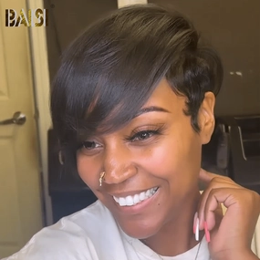 BAISI Full Lace Side Part Short With Wavy Lace Wig