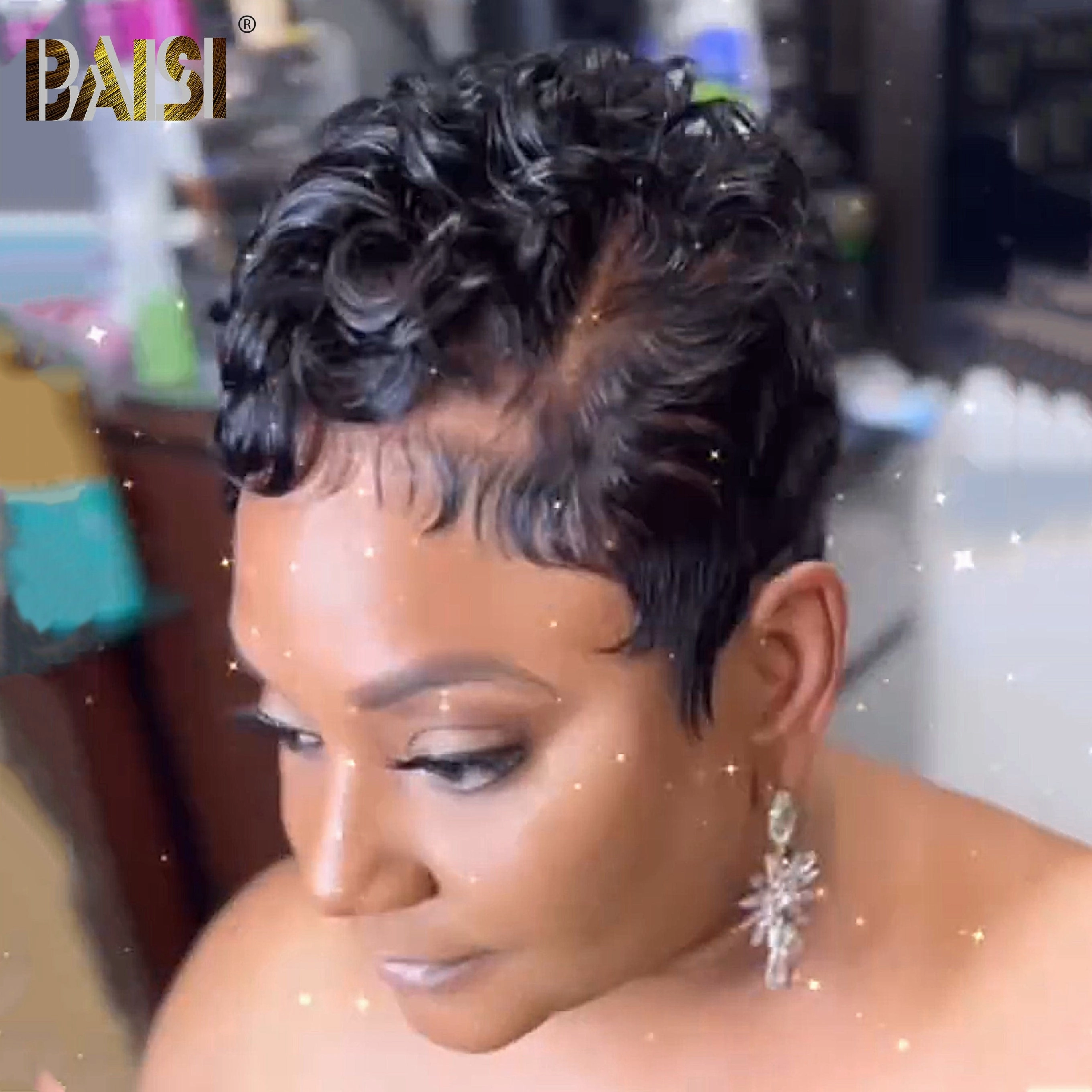 BAISI Full Lace Silk Finger Wave Wig