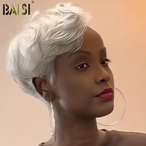 BAISI Full Lace Silver Side Part Wig