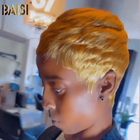 BAISI Full Lace Super Short Honey Blonde Wig
