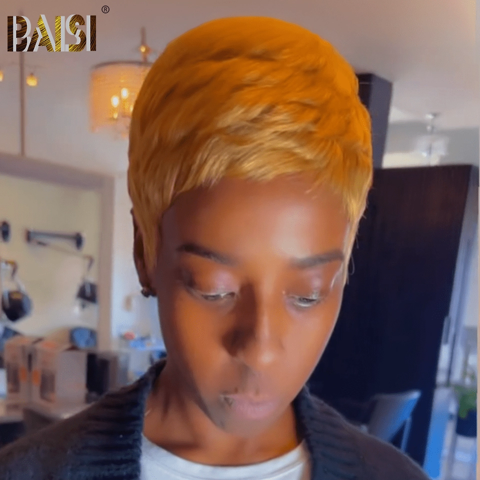 BAISI Full Lace Super Short Honey Blonde Wig