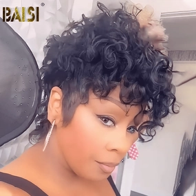 BAISI Full Lace Wave Bleached Knot Short Cut Wig