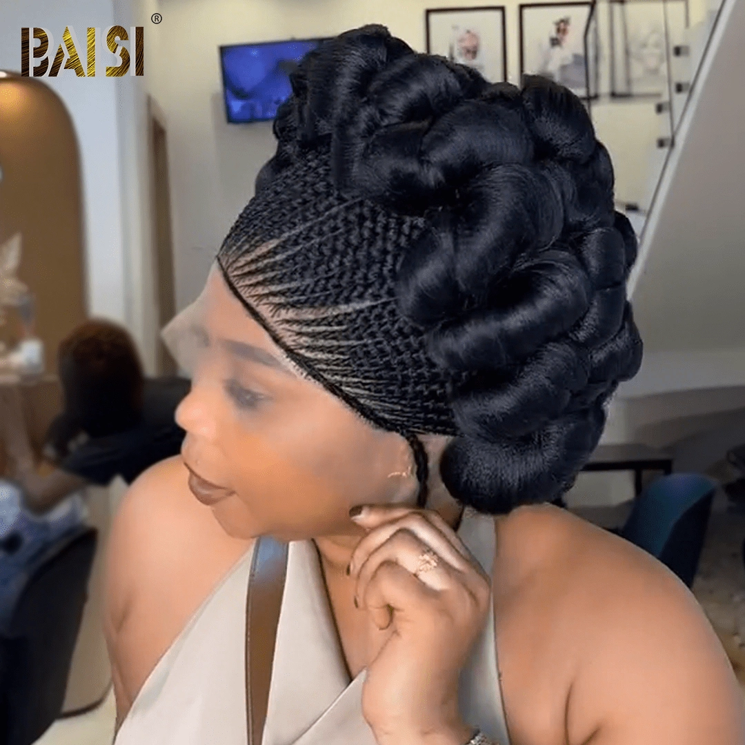 BAISI Full Lace With Braid Bouncy Curl Wig