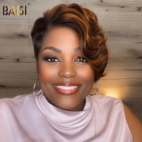 BAISI Full Lace With Ginger Highlight Wig