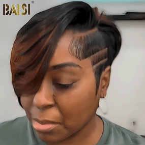 BAISI Full Lace With Ginger Short Wig
