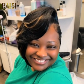 BAISI Full Lace With Honey Blonde Short BOB Wig
