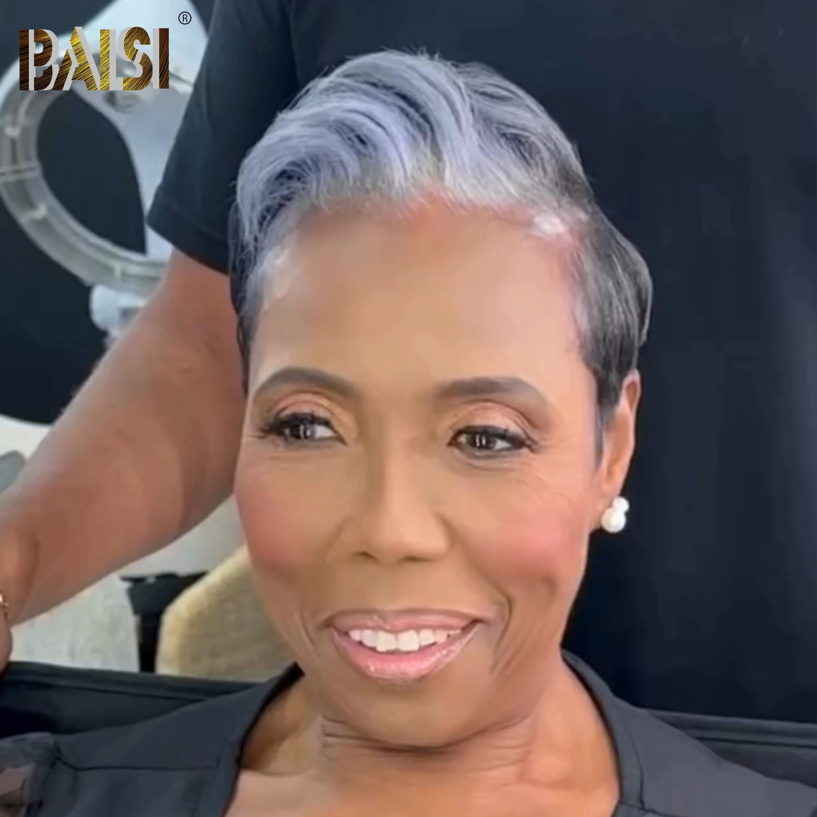 BAISI Grey With Highlight Lace Frontal Wig