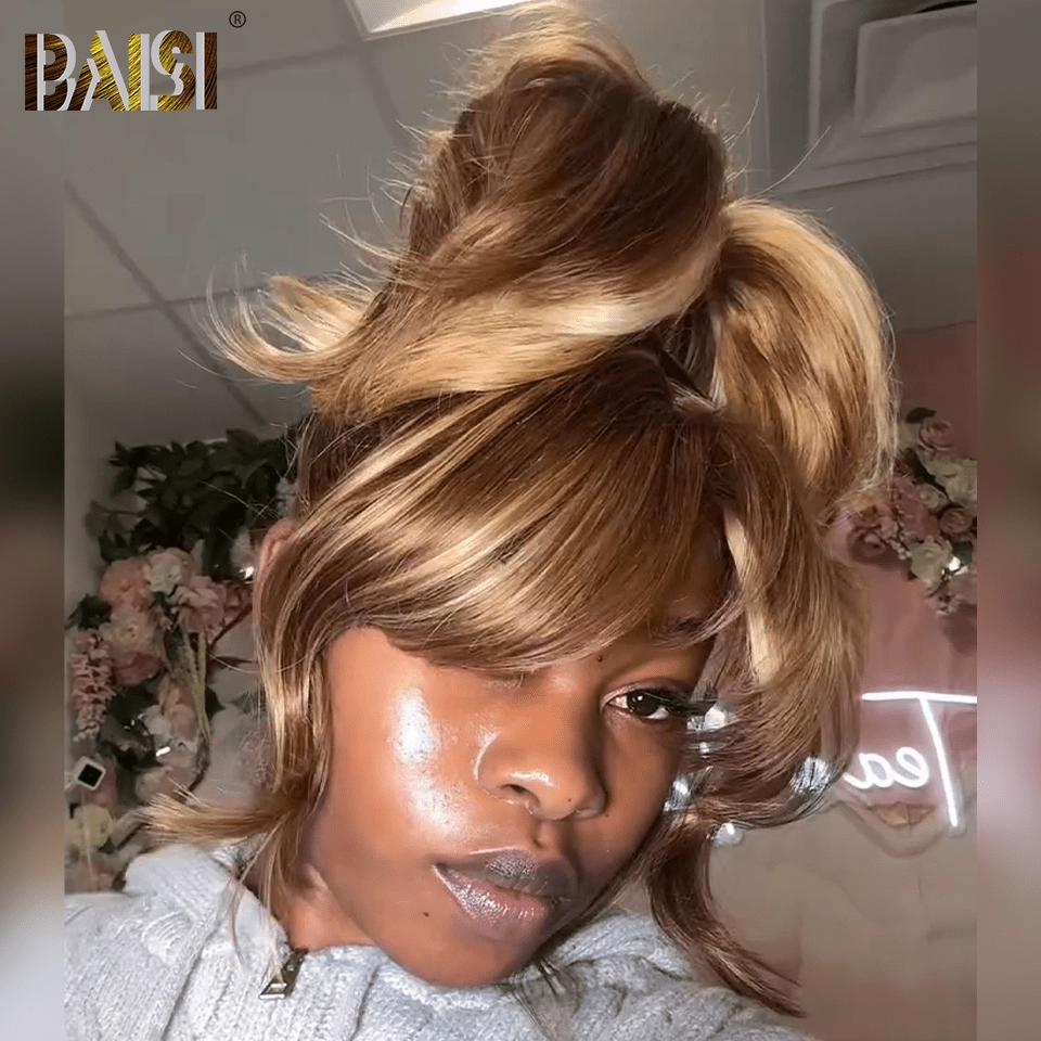 BAISI Honey Blonde Full Lace Ponytail Wig