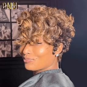 BAISI Honey Borwn Full Lace Finger Weave Wig
