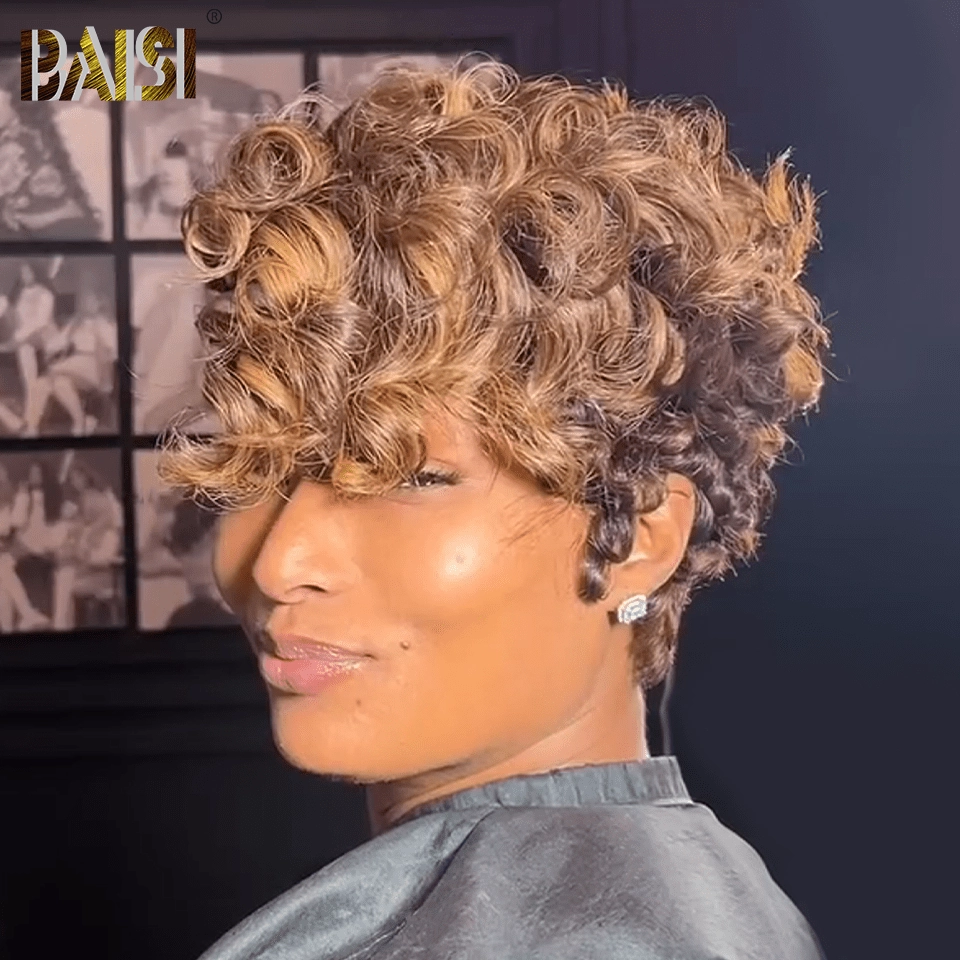 BAISI Honey Borwn Full Lace Finger Weave Wig