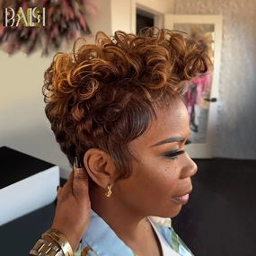 BAISI Honey Brown Finger Wave Full Lace Wig