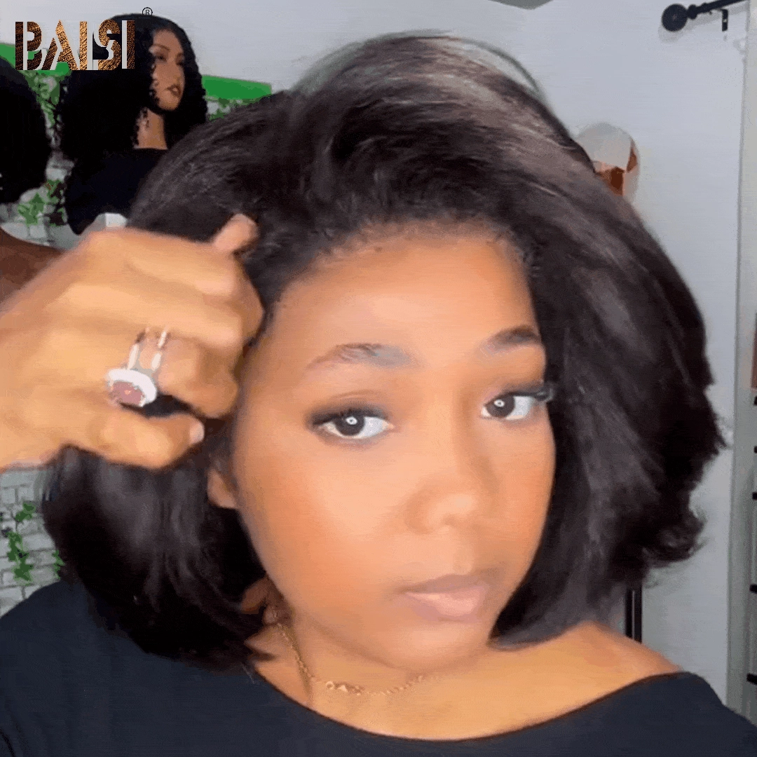 BAISI Kinky Straight Glueless BOB Wig