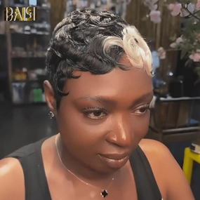 BAISI Machine Made Perfect Short Cut With Blonde Highlight