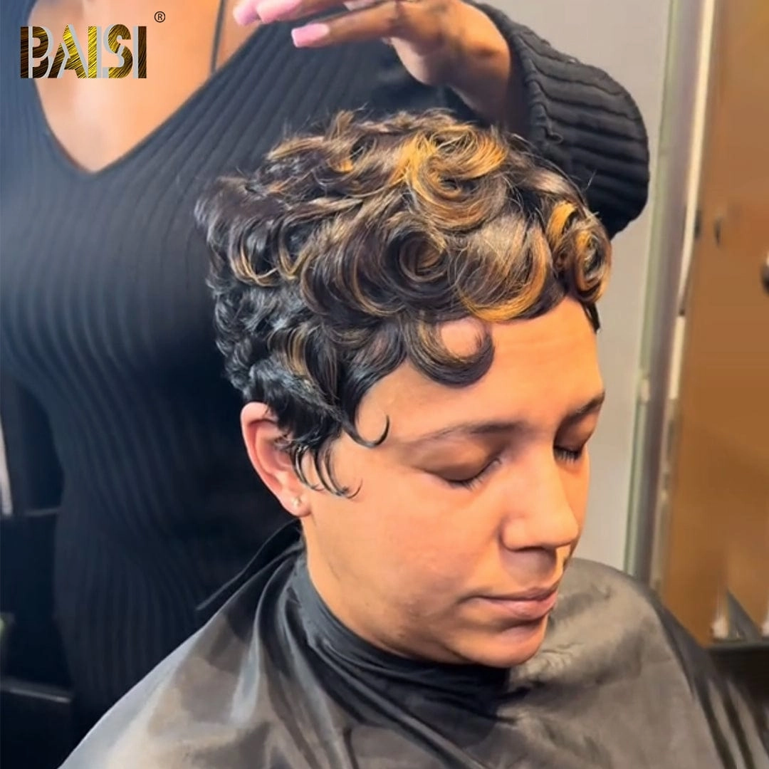BAISI Machine Made Quick Wave With Highlight Wig