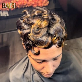 BAISI Machine Made Quick Wave With Highlight Wig