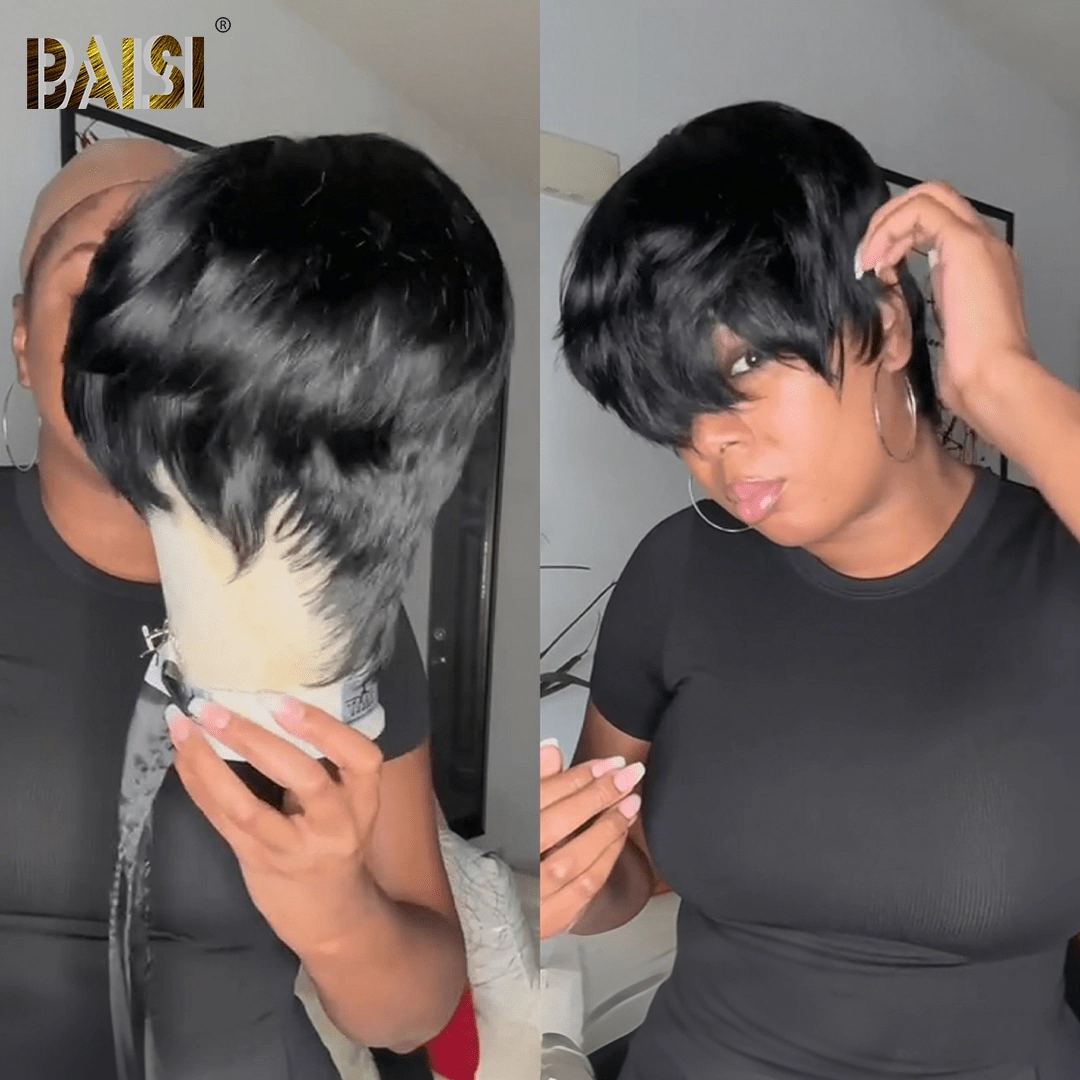 BAISI Machine Made Sexy Long Pixie Wig