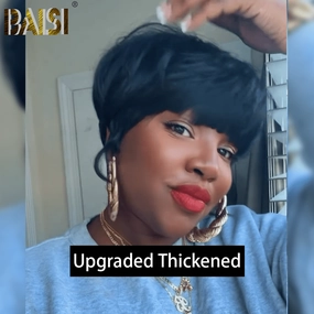 BAISI Machine Made Short Cut With Full Bang Wig