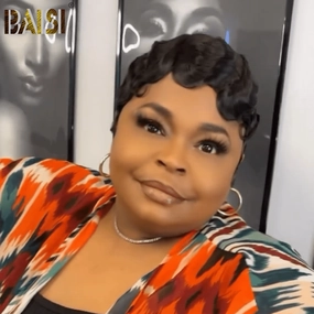 BAISI Machine Made Short Finger Wave Wig