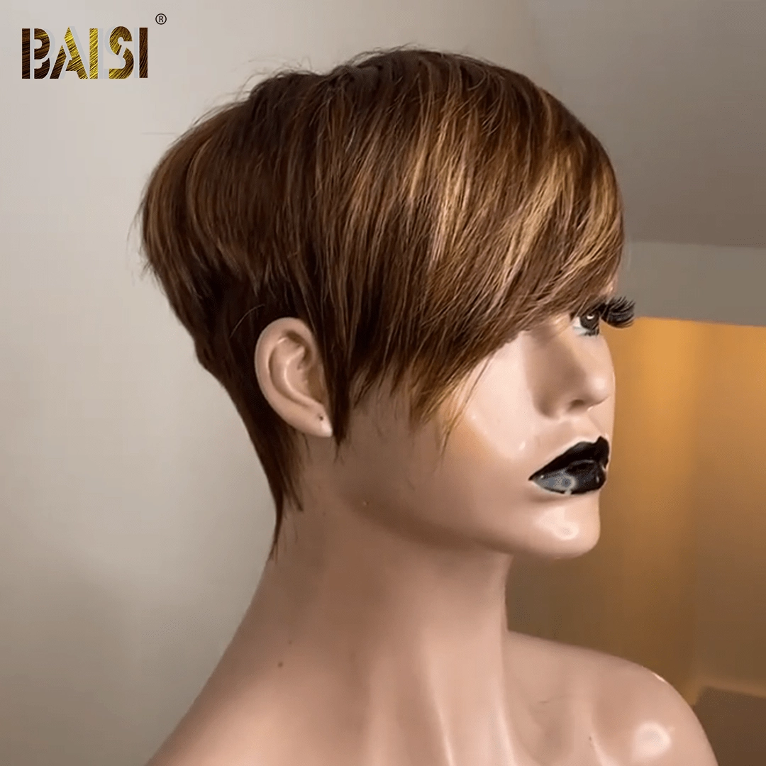 BAISI Machine Made Straight Sexy Side Part Mix Color Wig
