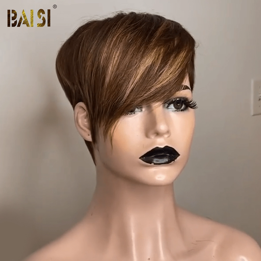 BAISI Machine Made Straight Sexy Side Part Mix Color Wig