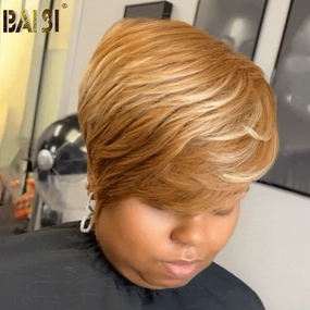 BAISI Machine Made Wig Honey Blonde Wig