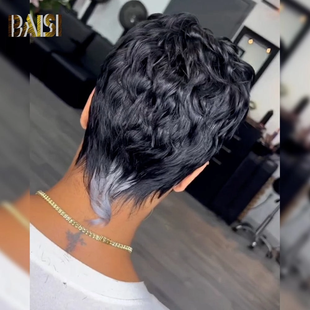 BAISI Machine Made With White Highlight Wig