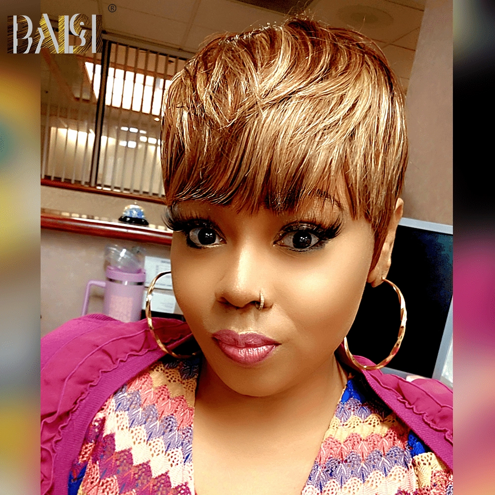 BAISI Mixed Color Pixie Cut Wig