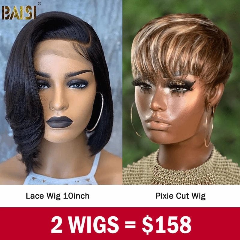 BAISI Mixed Pixie Cut Fringe Wig