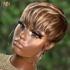 BAISI Mixed Pixie Cut Fringe Wig