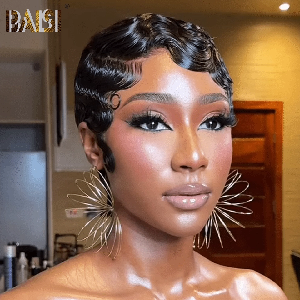 BAISI Natural Black Sexy Finger Wig Lace Wig