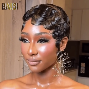 BAISI Natural Black Sexy Finger Wig Lace Wig