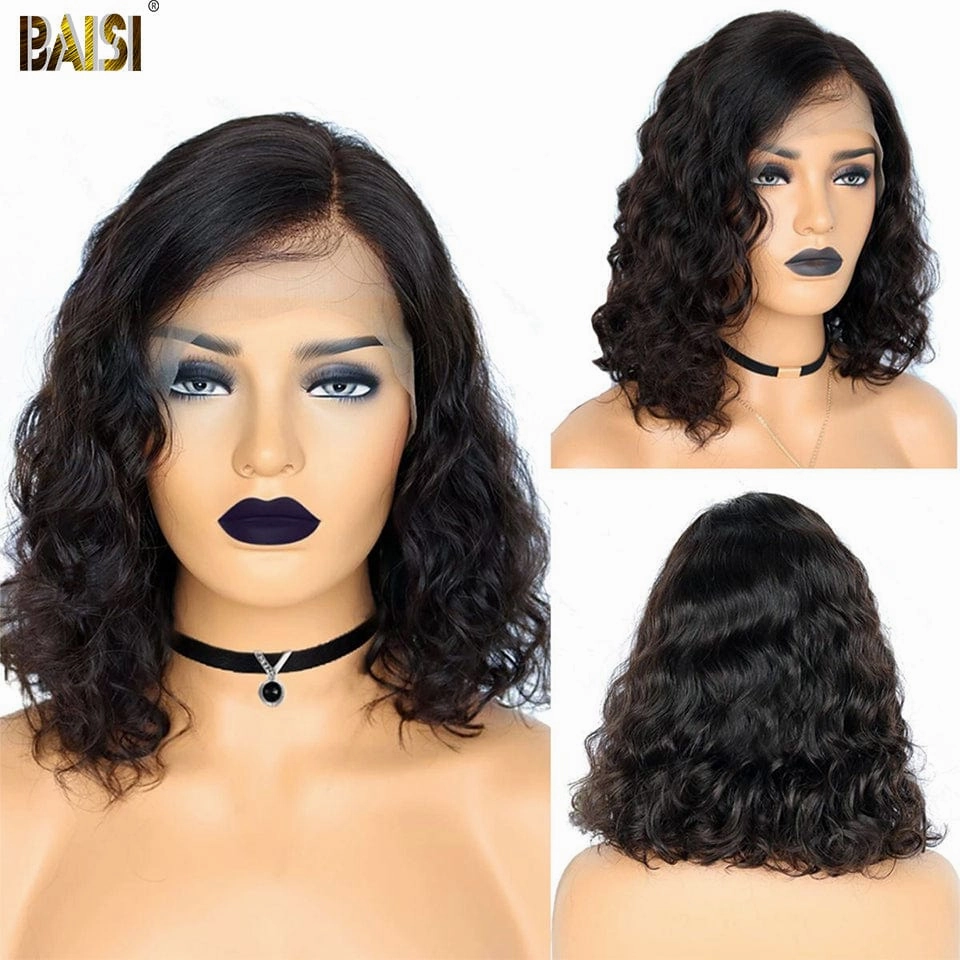 BAISI Natural Wave Bob Wig 100% Human Hair