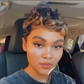 BAISI Ombre Blonde Short Pixie Cut Wig