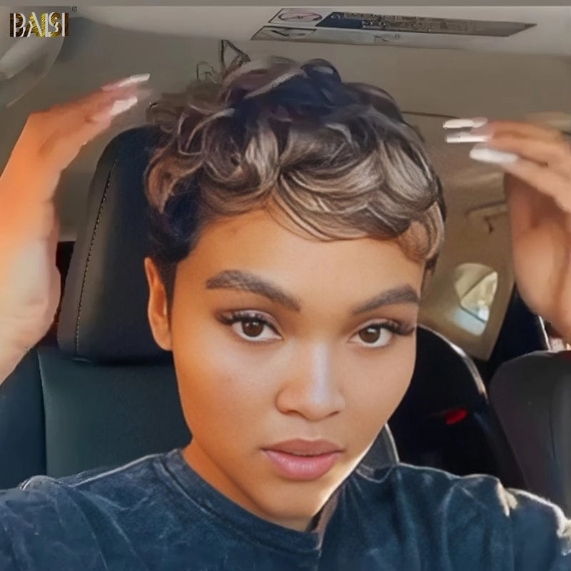 BAISI Ombre Blonde Short Pixie Cut Wig