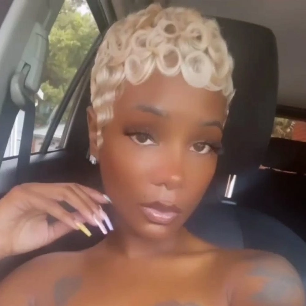 BAISI Pixie Blonde Finger Wave Machine Made Wig