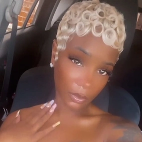 BAISI Pixie Blonde Finger Wave Machine Made Wig