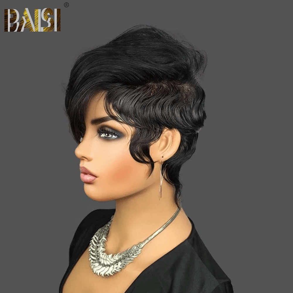 BAISI Pixie Cut Hair 5x5 Short Wig