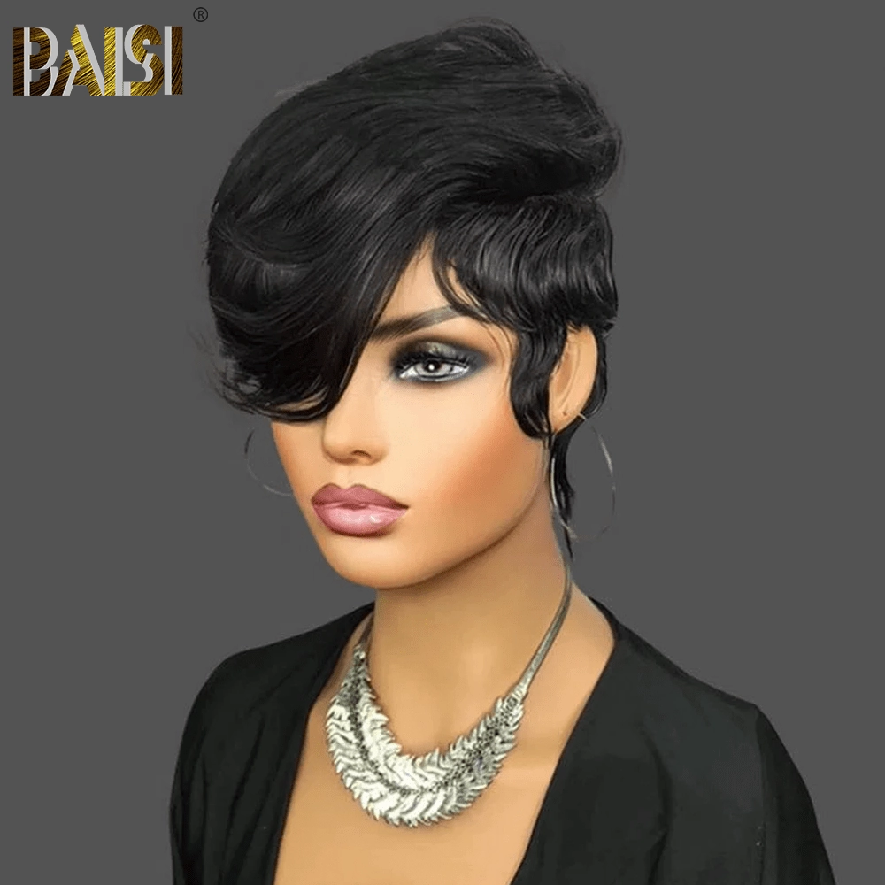 BAISI Pixie Cut Hair 5x5 Short Wig
