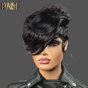 BAISI Pixie Cut Hair 5x5 Short Wig