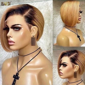 BAISI Pixie Cut Wig 100% Human Hair Lace Wig