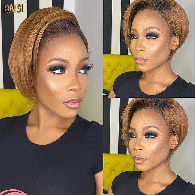 BAISI Pixie Cut Wig 100% Human Hair Lace Wig