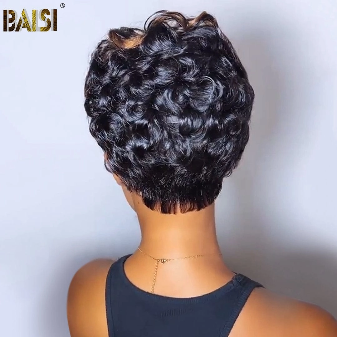BAISI Pixie Full Lace Wig With Highlight