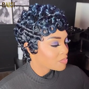BAISI Pixie Highlight Finger Wave Wig