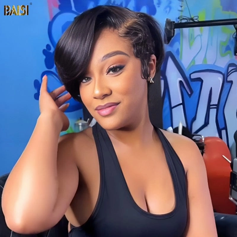 BAISI Pixie Side Part Short Cut Wig